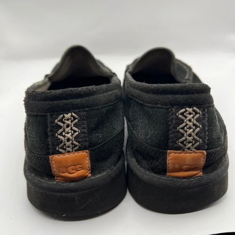 UGG Ascot Suede Slippers Mens 13 Black Wool Lined Loafers casual
